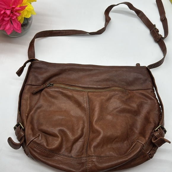 Beautiful Brown Leather Woven Crossbody Bag Made In India BRN7553C - Picture 7 of 14